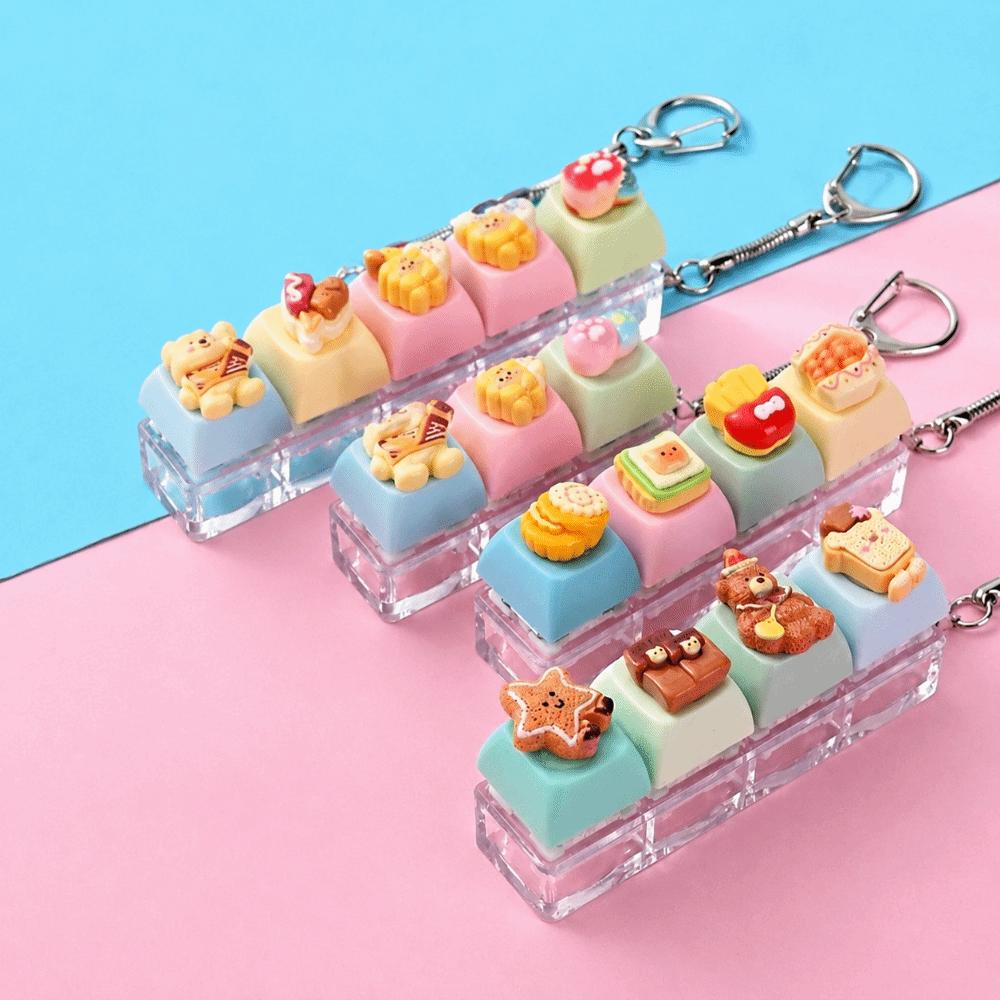 Bear Keycap Anti-stress Toy Pendant 4 Key Fidget Keychain Mini Keyboard Pendant Decompression Gift