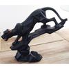 Современное искусство - Геометрическая статуя Пантеры/Ягуара - Статуэтка фэн-шуй - Экспонат домашнего декора Декоративный предмет ручной работыЧерный, упаковка из 1 шт.