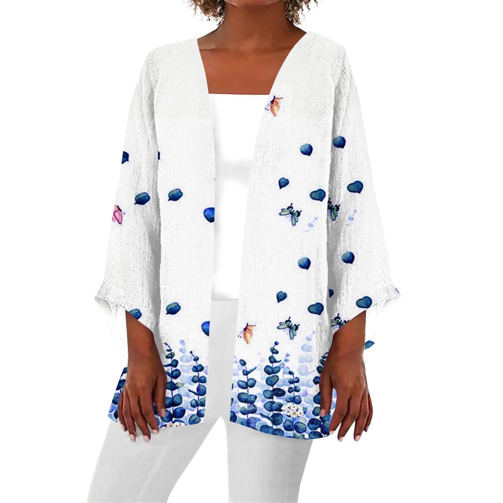 Женская повседневная модная легкая куртка средней длины с принтом в стиле ретро, кардиган