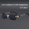 Новые модные безободковые солнцезащитные очки женские ретро квадратные без оправы ультралегкие солнцезащитные очки UV400 для улицы, для вождения, мужские солнцезащитные очки