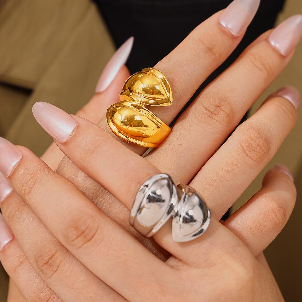 Geometric Asymmetric Ring Personalized Retro Design 18K Gold Plated Titanium Steel Jewelry