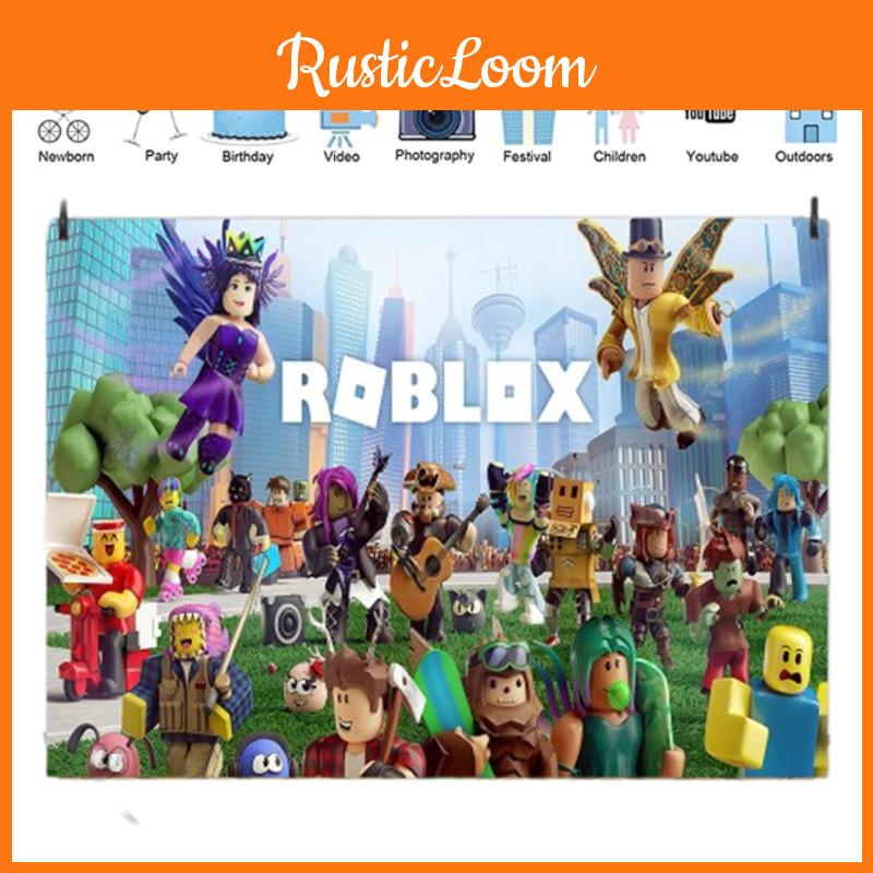Баннер для украшения дня рождения в стиле игры Roblox для мальчиков 5x3 Этилен Фотофон Ткань
