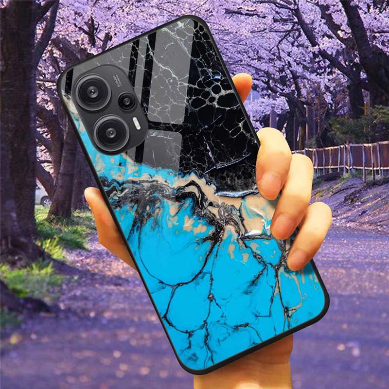 Для Xiaomi Poco F5 5G / F5Pro Чехол Закаленное Стекло Озеро Луна Жесткая Защитная Крышка для POCO F5 Pro Capas Funda на PocoF5 Роскошный Coque