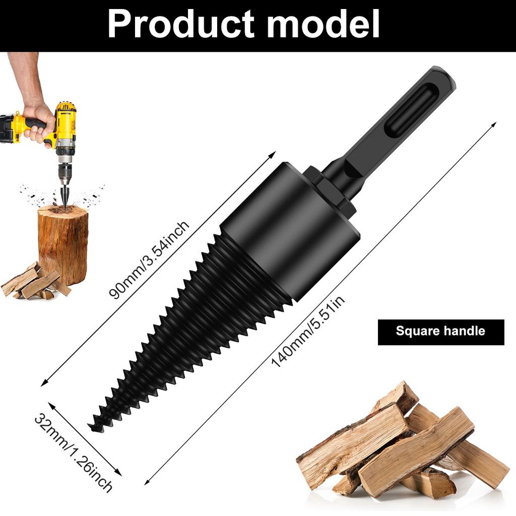 Firewood Log Splitter, Drill Bit Removable Cones Kindling Wood Splitting Logs Bits Heavy Duty Electric Drills Screw Cone Driver