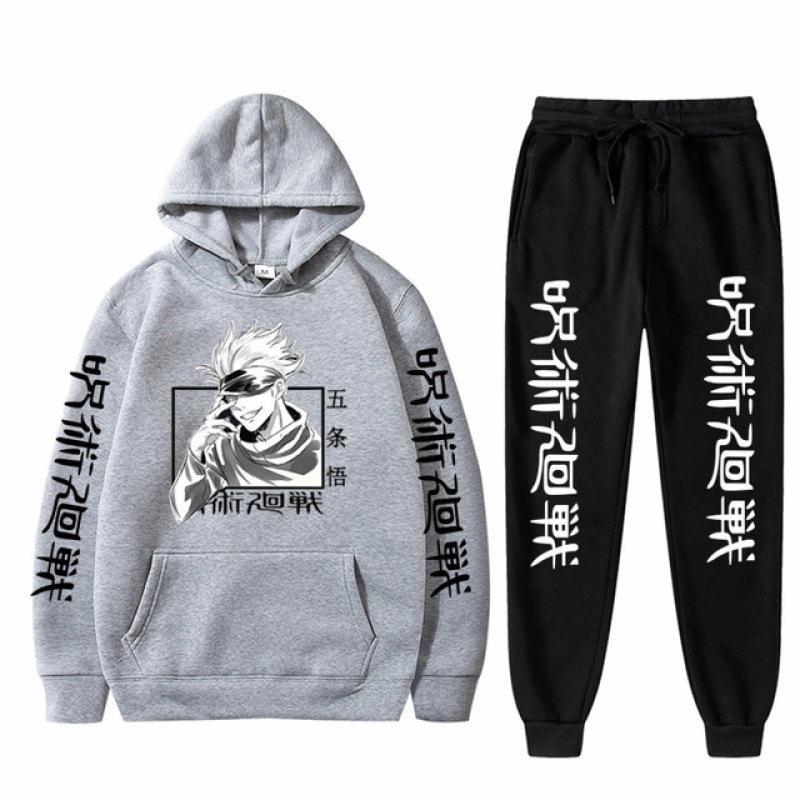 Мужской комплект аниме дзюдзюцу кайсен Годзё Сатору брюки с капюшоном повседневные 2 шт. мужские и женские комплекты унисекс с длинными рукавами модные толстовки с капюшоном