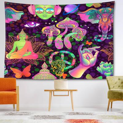 Абстрактные грибы и статуи Будды, гобелен, настенное искусство, колдовство, загадочный хиппи, тапиз, домашний декор для спальни