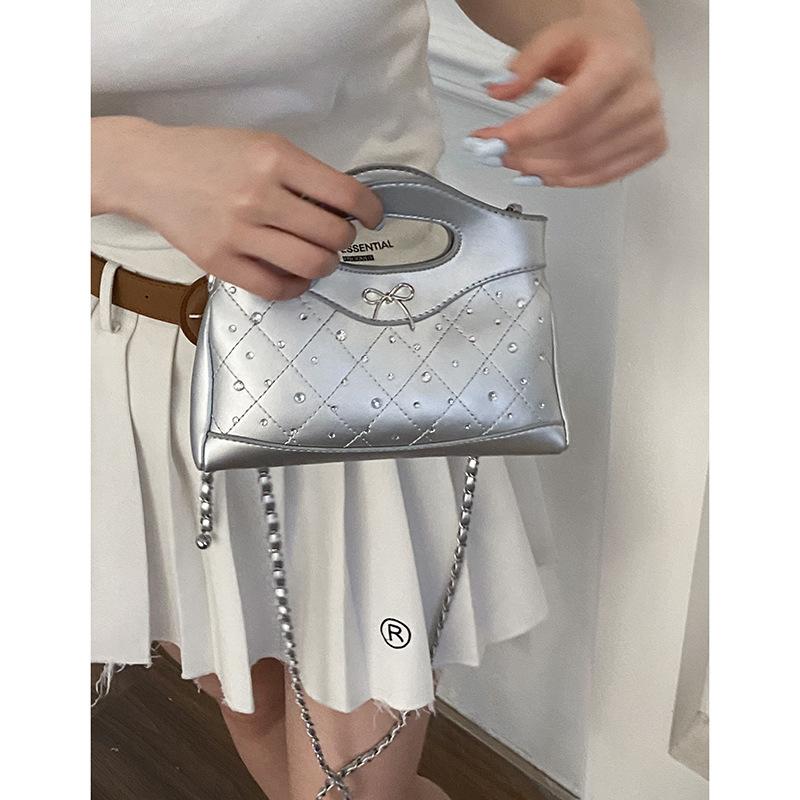 French niche texture handbag small bag women's 2025 new diamond lattice small square bag fashion chain crossbody bag