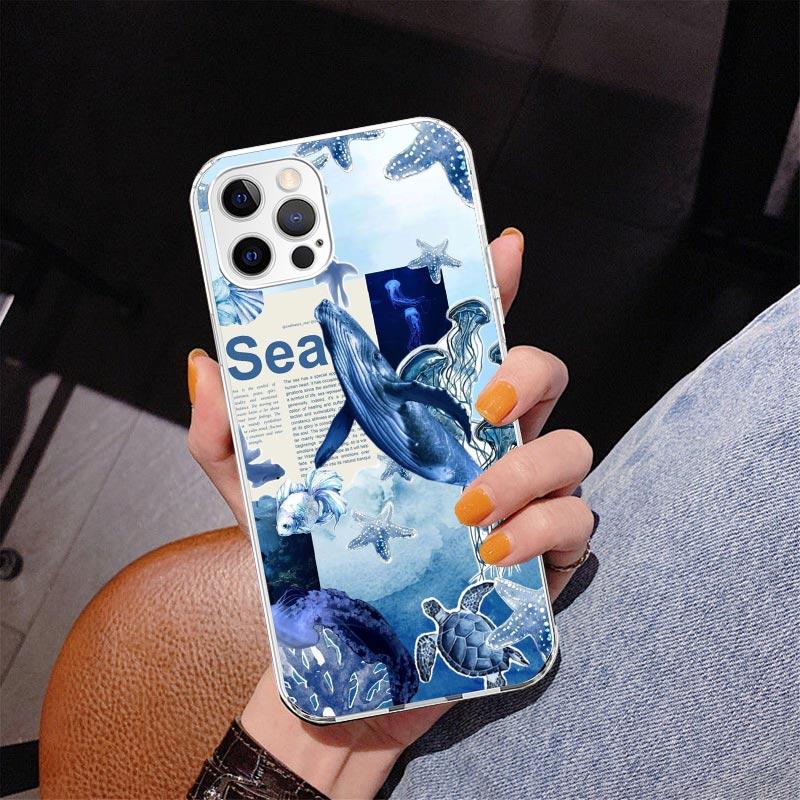 Чехол для телефона Ocean Starfish Sea Turtle Shark для iPhone 17 Air 16 Pro Max 16E 15 + 14 Plus 11 12 13 Mini 7 8 SE Подарок Печатная Крышка F