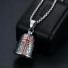 Fashion Vintage Stainless Steel Punk Angel Wings Motorbike Riding Lucky Bells Silver Cross Pendant Necklace for Mens