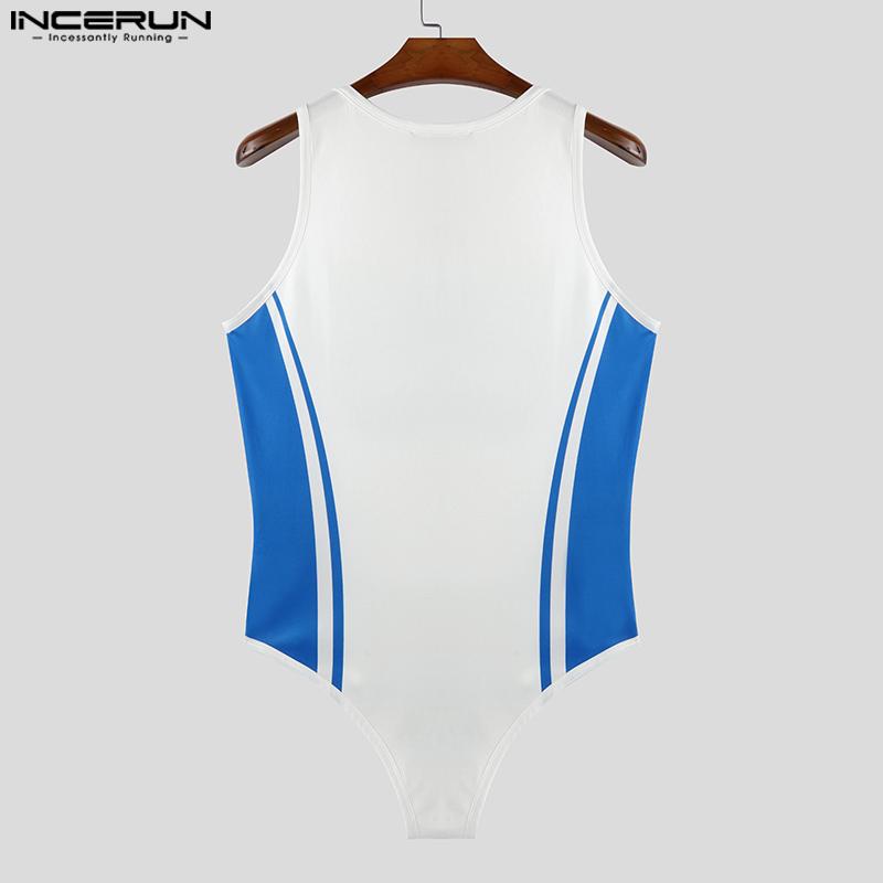 INCERUN Мужские комбинезоны без рукавов с буквенным принтом, облегающие комбинезоны, боди, домашняя одежда