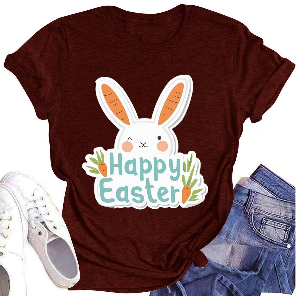 Women's Printed Round Neck Short-sleeved T-shirt Top