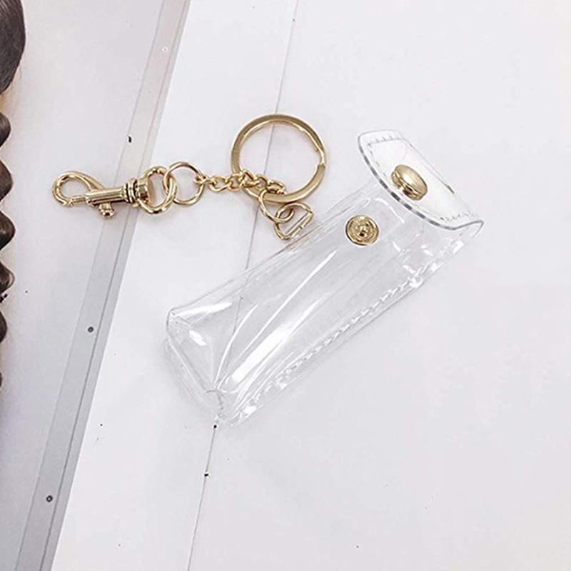 Chapstick Pouch Keychain Transparent Pvc  Lipstick Holder For Outdoor Lip Balm Lipsticks Keyrings Accessory