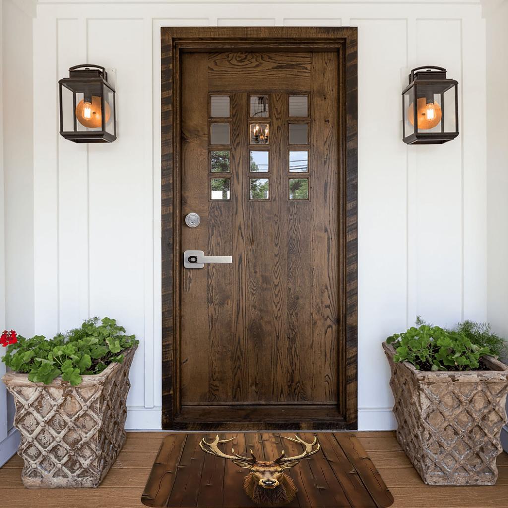 Wood Deer Print Door Floor Bathroom Kitchen Mat Anti-Slip Outdoor Doormat Living Room Entrance Carpet Rug