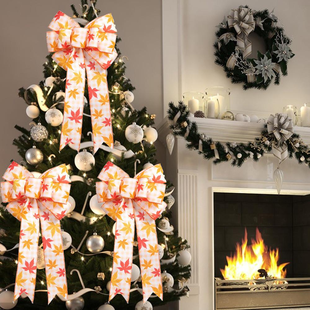 Красочный набор бантов из кленовых листьев и тыкв ко Дню Благодарения для сезонных праздников