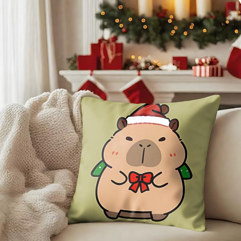 Милая веселая рождественская вечеринка Kapibalajun: Заберите этот набор супер милых наволочек