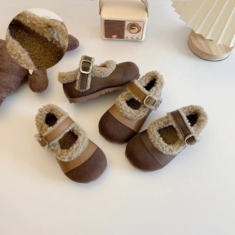 Модная обувь для девочек, универсальная модная новая детская обувь, бархатная удобная обувь для принцессы, легкая хлопковая обувь в стиле ретро, изысканные кроссовки для девочек