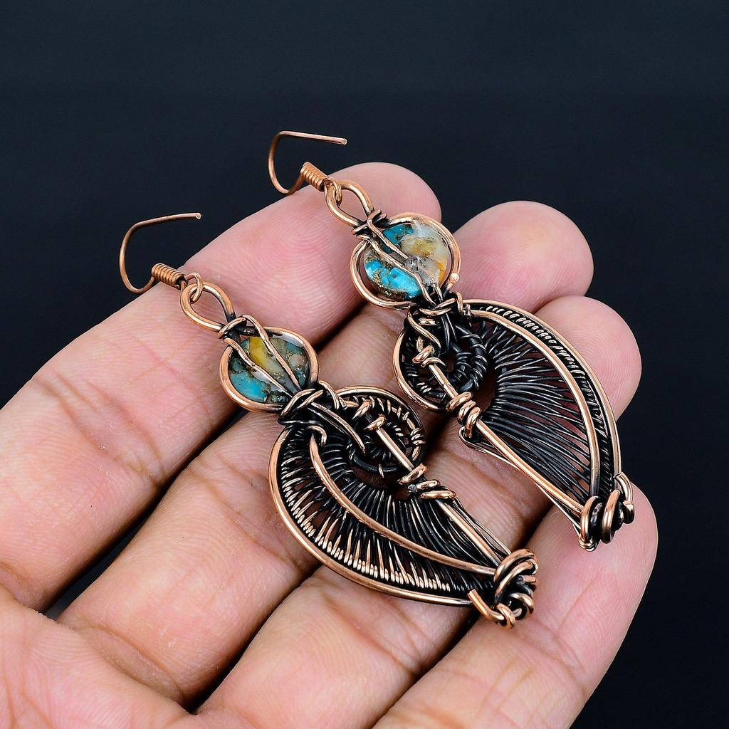 Spiny Oyster Earrings, 999 Copper Wire Wrapped Jewelry, Gemstone Earrings, Gift For Her Handmade Dainty Jewelry