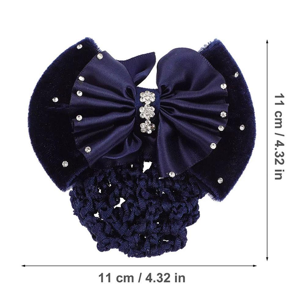 1Pcs Satin Bow Net Bun Hair Cover Bowknot Elastic Hairnet Nurse Stewardess Bun Snood for Women