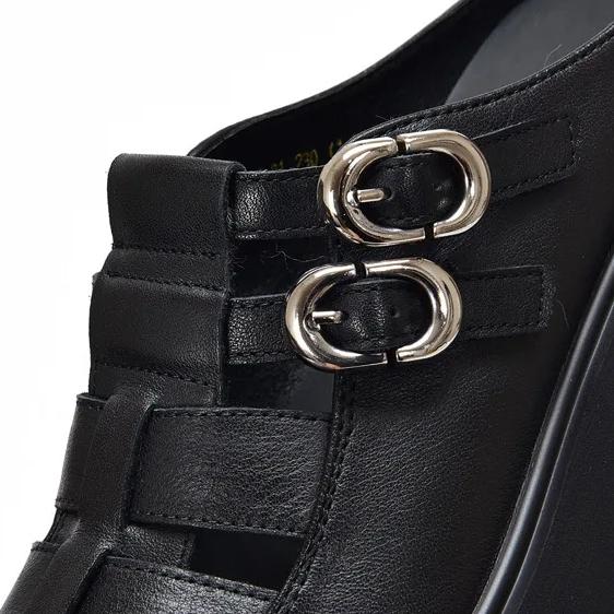 Johnature Женские уличные тапочки с круглым носком и полыми отверстиями, легкие сандалии из натуральной кожи на толстой подошве