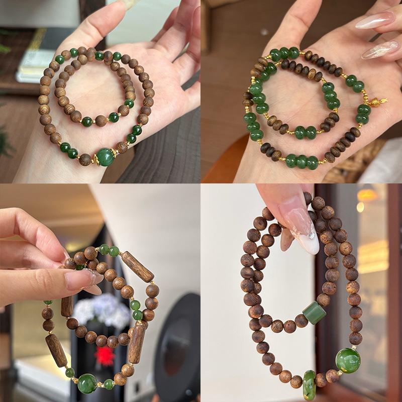 Natural agarwood with jasper jewelry multi-specification double-circle bracelet for physical shopping malls jewelry cultural and play stores
