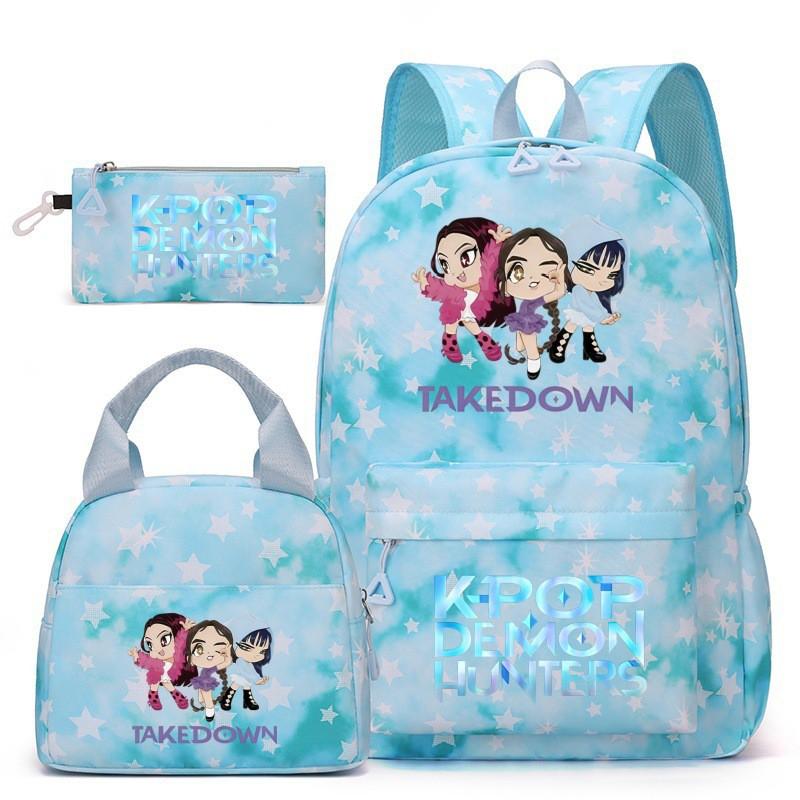 Korean Drama Inspired School Backpack Set With Lunch Bag Pencil Case Teen Girls Nylon 13-inch Laptop Compatible