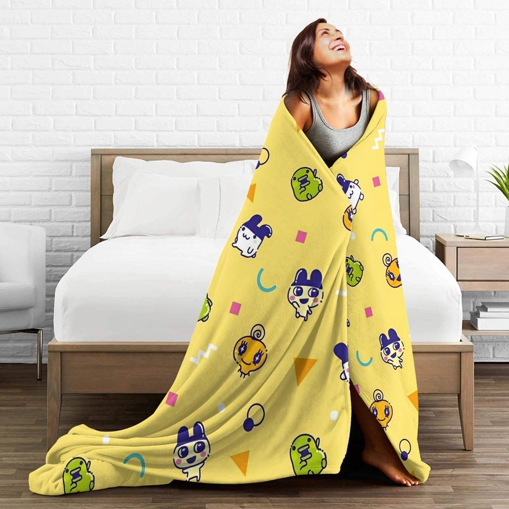Soft Blanket Airplane Travel Tamagotchis Digital Pet Throw Blanket Flannel Bedspread For Outdoor Print Sofa Bed Cover