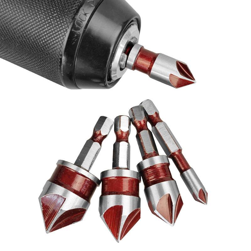 5 шт./набор 1/2"1/4" 3/8" 3/4"5/8" Зенковочное сверло Шестигранный хвостовик Фреза Резак для отверстий Дерево Металл Пластик Инструменты для снятия фаски