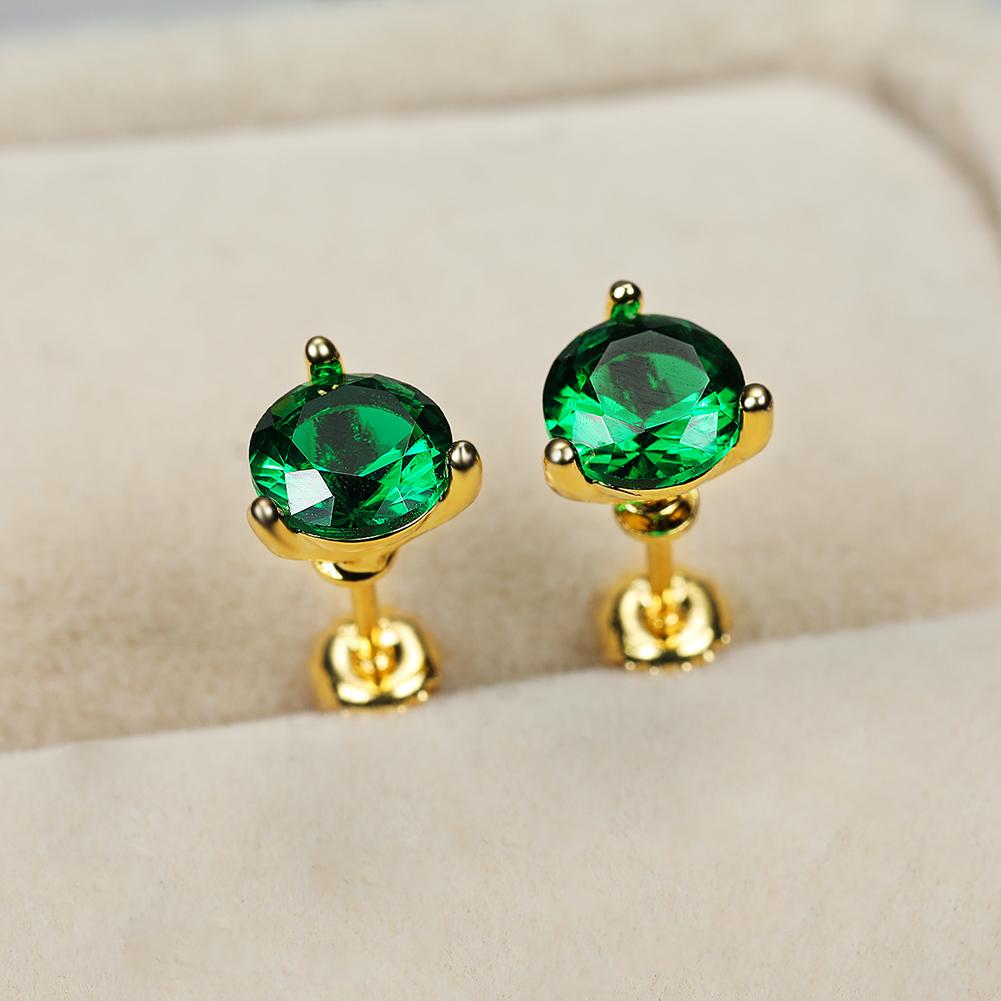 Серёжки гвоздики с кубическим цирконием и позолотой, размер камня 6х6 мм