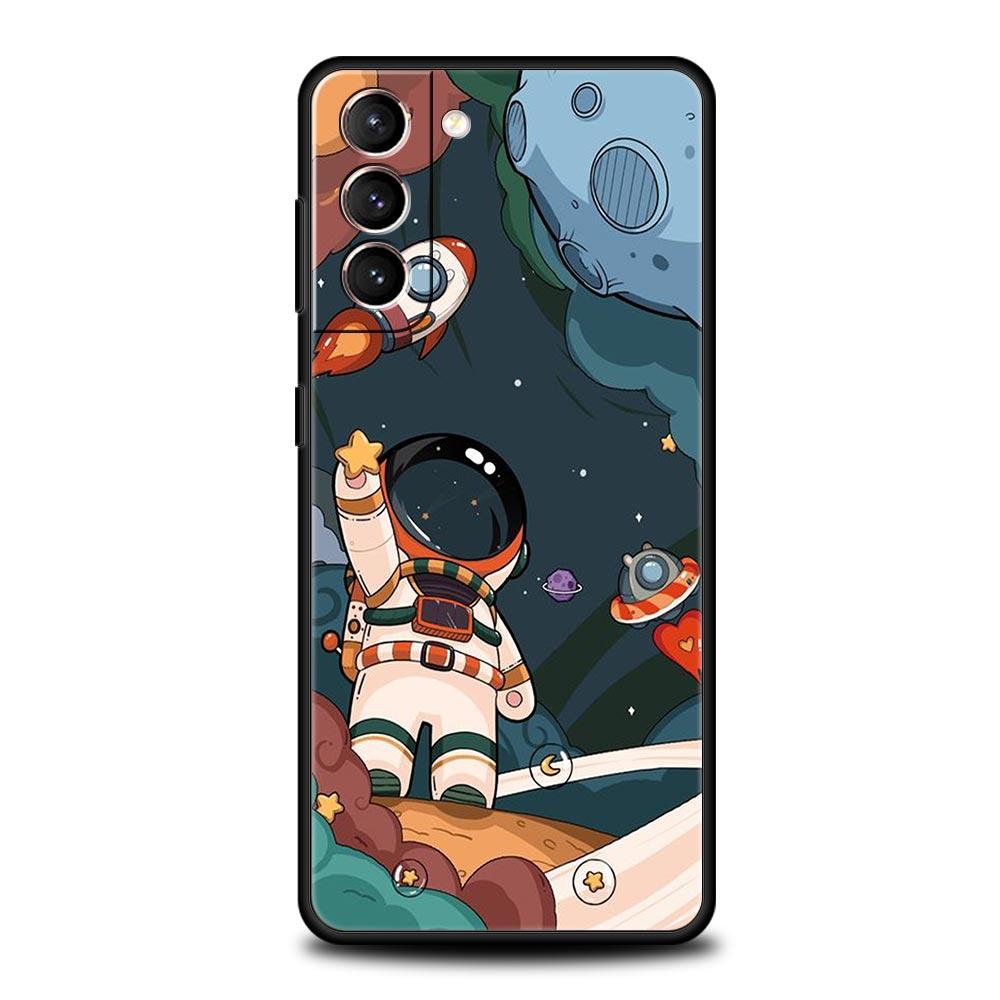 Милый чехол для телефона с мультяшным астронавтом для Samsung Galaxy S23 Ultra S22 S21 S20 FE 5G S10 S10E S9 S8 Plus Note 20 Мягкий силиконовый чехол