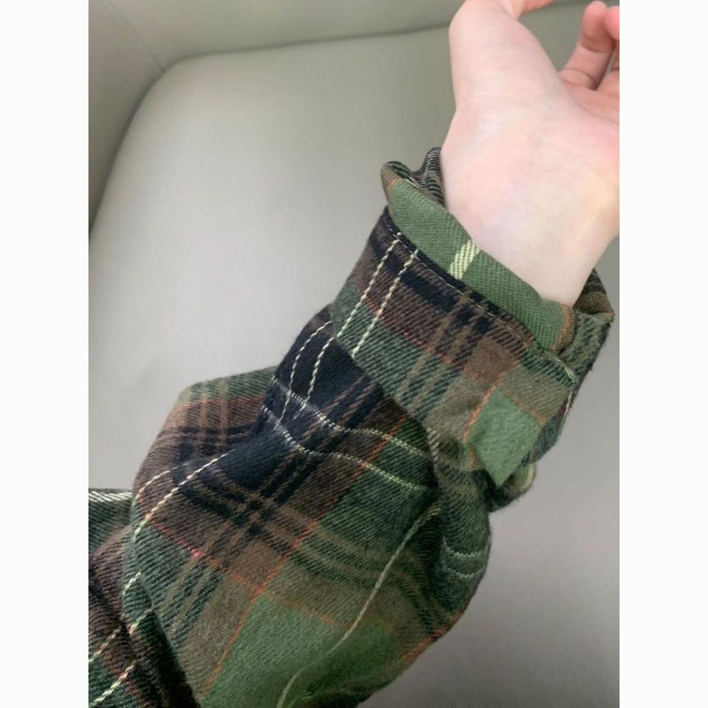 Весенне-осенняя женская рубашка с воротником поло, свободная повседневная клетчатая блуза, большой кардиган, женская блузка в корейском стиле