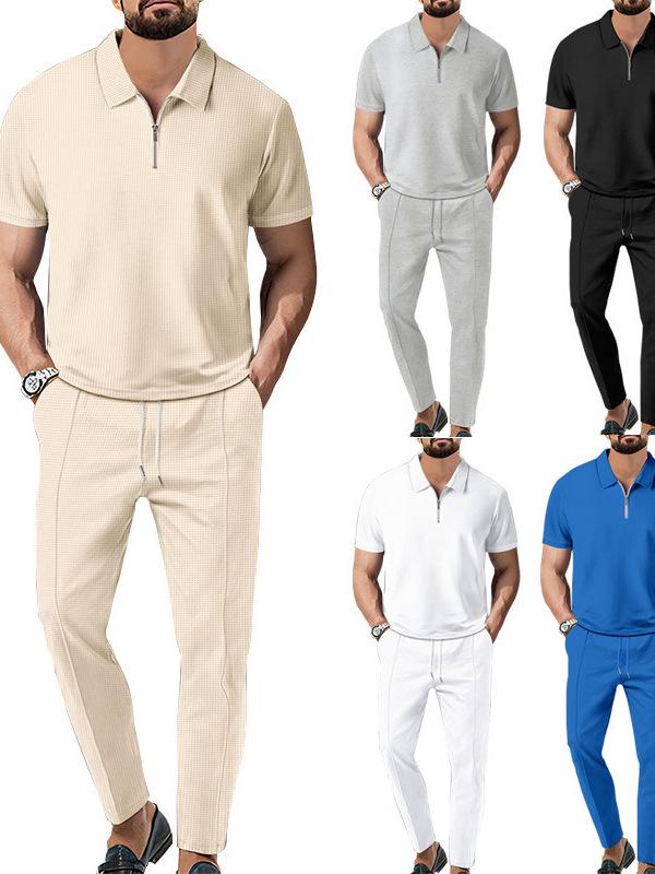 Мужской клетчатый спортивный костюм в стиле business casual 2026 – Универсальная модель с коротким рукавом для Европы и Америки