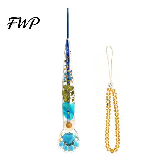 Knitting Tool Ergonomic Handle Floral Resin Crochet Hook, Dried Flower Clear Hand Sore Prevention Metal Head Hook with Beaded Wristlet for Arthritis