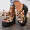 Women Leopard Slippers Summer Wedges Heels Beach Slippers Women Fashion Casual Platform Sandals Slides Women De Mujer