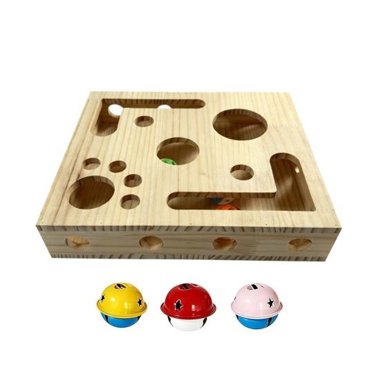 Коробка-когтеточка Yousheng для кошек, коробка-головоломка для царапания когтей, обогащающая коробка с шариками-колокольчиками, интерактивная когтеточка-лабиринт для кошек для стрижки когтей без стресса