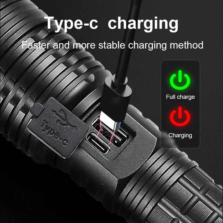 Длинный фонарик 400 Вт светодиодный фонарик дальнего действия 800 м лампа зумируемый фонарик водонепроницаемый перезаряжаемый фонарь