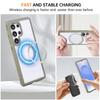 For Samsung Galaxy S25 Ultra Magnetic Case Stress Relief Kickstand TPU+PC Transparent Phone Cover with Wrist Strap