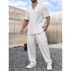 Men's Commuter Suit Casual Button Shirt and Short Sleeve Pants Two-piece Set for Men