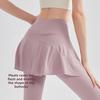 «Женские штаны для йоги телесного цвета с высокой талией и накладной юбкой – спортивная одежда осень/зима»