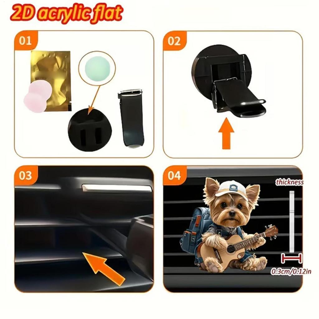 Car Vent Air Freshener Flat Acrylic Funny Diffuser Cute Dog Air Freshener For Home Women Summer Night Travel Road Trip Van Daily