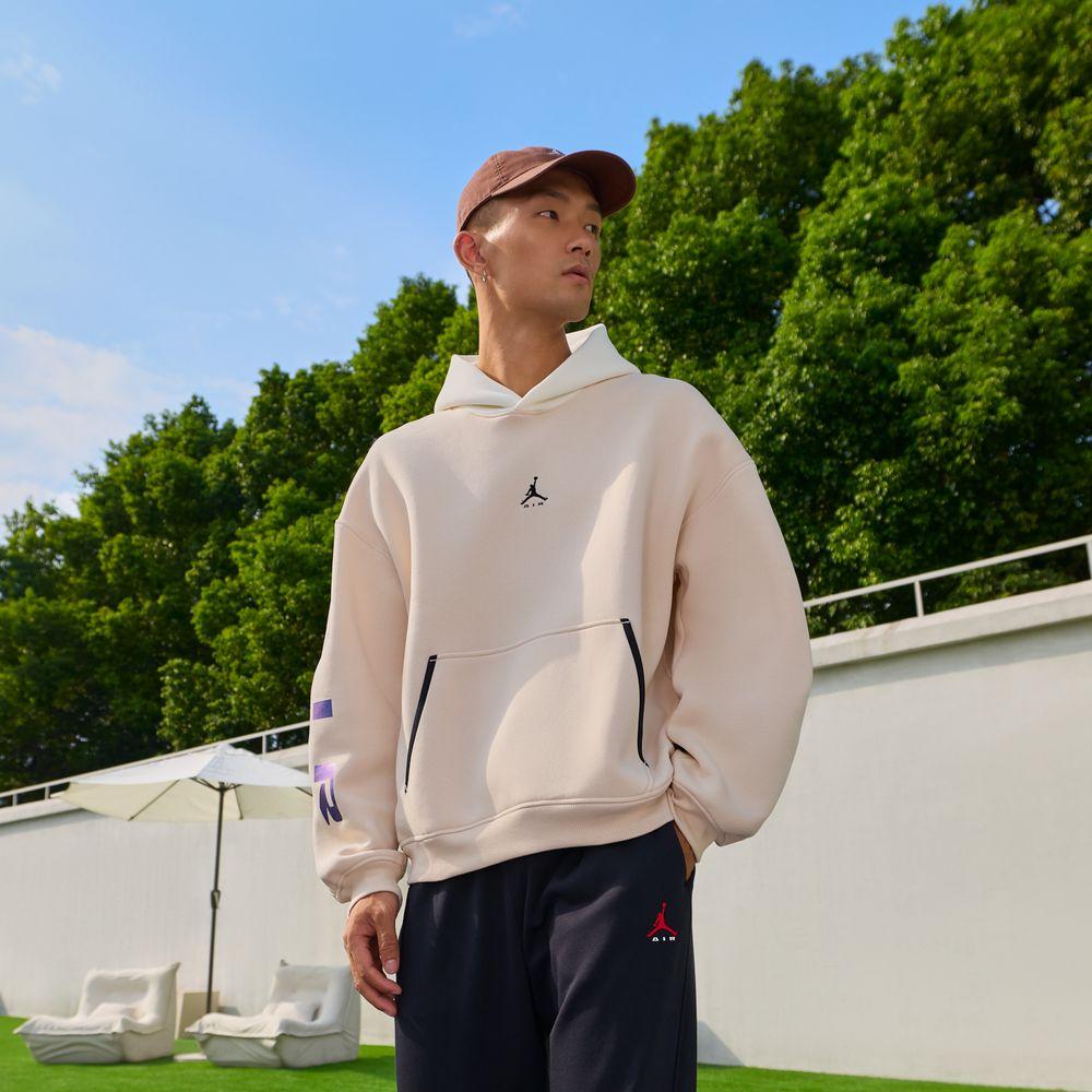 Men's Jordan Brooklyn Sweatshirts Men's Pearl White/Canvas White/Black Hooded (Non-detachable) Moderate