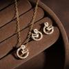 Korean Geometric Pendant Necklace Earrings Necklace Set Plated With 18K Gold Women'S Niche Personality Jewelry