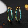 Simple Gold Color Metal U Shaped Hoop Earrings For Women Fashion Bohemian Turquoise Loop Hoop Earrings Jewelry Accessories Gift