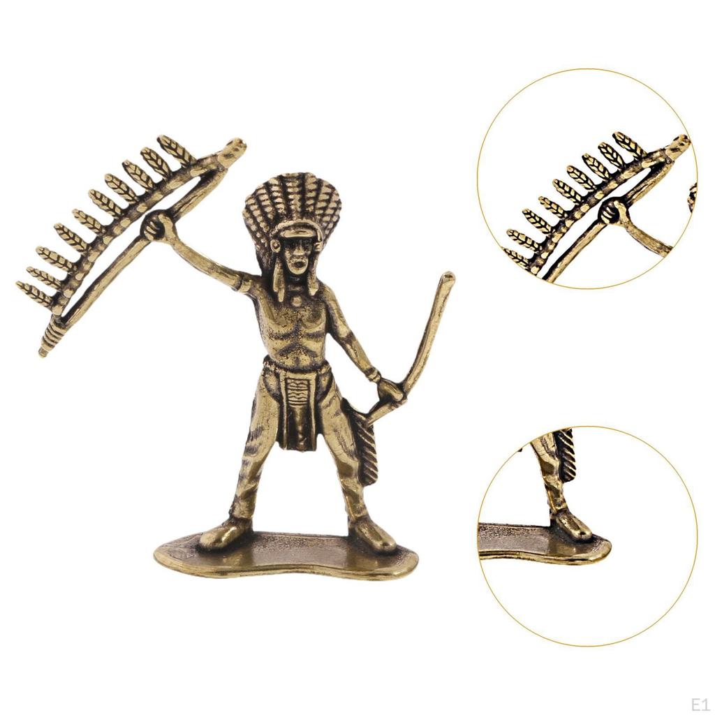 Indian Figurine, Brass Statue Home Decor, Miniature Sculpture Tabletop Ornament for Table Showcase