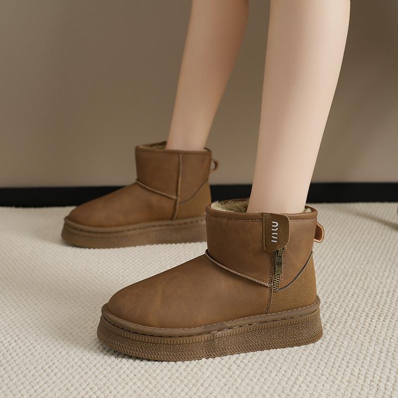 Модные женские ботинки 2024 Новые зимние туфли на платформе для женщин Короткие плюшевые теплые зимние ботинки Женские удобные модные ботильоны на плоской подошве