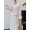Autumn and Winter New Plush Soft Waxy Short Knitted Sweater Top Sweet Gentle Wind Long Sleeve Sweater Pullover Woman