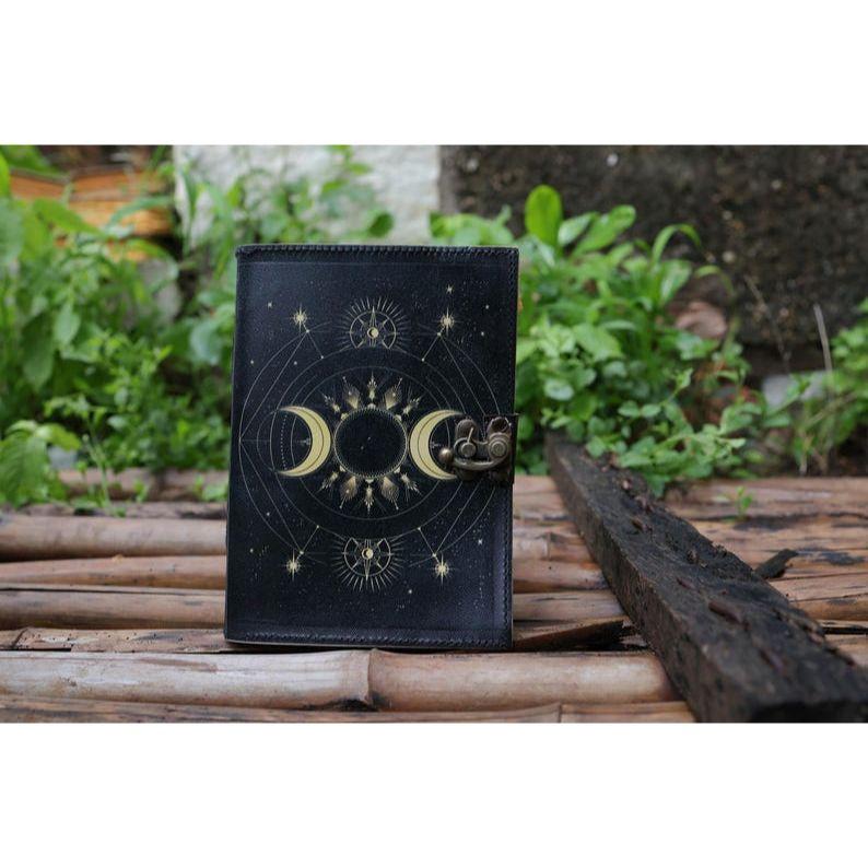 Кожаный журнал Солнце Луна для мужчин и женщин, антикварный, ручной работы, с винтажной бумагой с неровным краем, дорожный скетчбук, книга для стихов. ( 100 страниц )