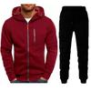 New Men's Sports Suit Zipper Cardigan Two-piece Running Outdoor Hooded Suit