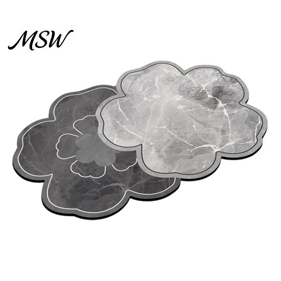 Modern Floral Bath Rug Double Flower Mat, Super Absorbent Diatomaceous Earth Rug, Non-Slip Mat Quick Dry Floor for Home Entrance Bathroom Shower Soft