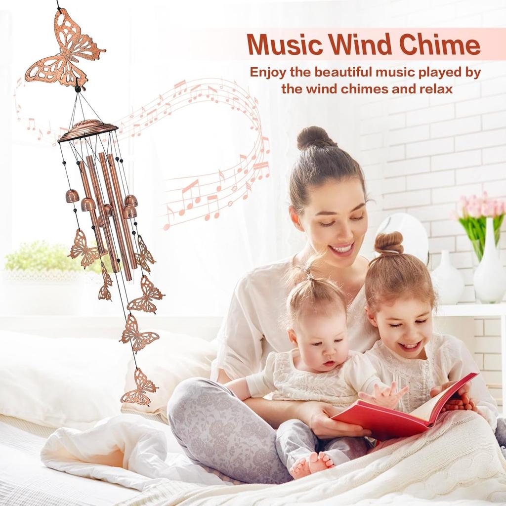 Butterfly Wind Chimes Outdoor Butterfly Gifts for Women/Men/Mom/Grandma/Wife Birthday Gifts Memorial Gift Metal WindChimes for Outside/Indoors, Home