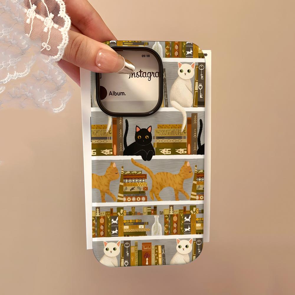 Мультяшный спящий кот Чехол для телефона Для IPhone 16 15 14 13 12 11 Pro Max 16 Plus Глянцевый 2 в 1 Защитный бампер